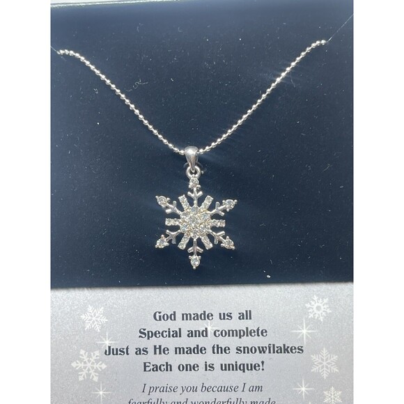 DMM Silver Crystal Snowflake Necklace Bracelet Earring Set New - Picture 3 of 8